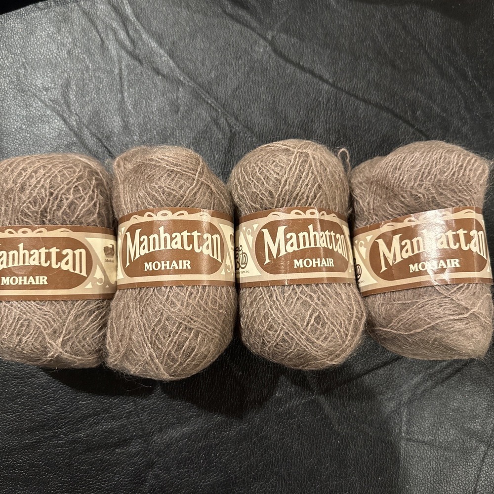 VTG Manhattan Mohair/Wool/Nylon Yarn. 4 Skeins. Same Dye Lot. Made In USA HTF